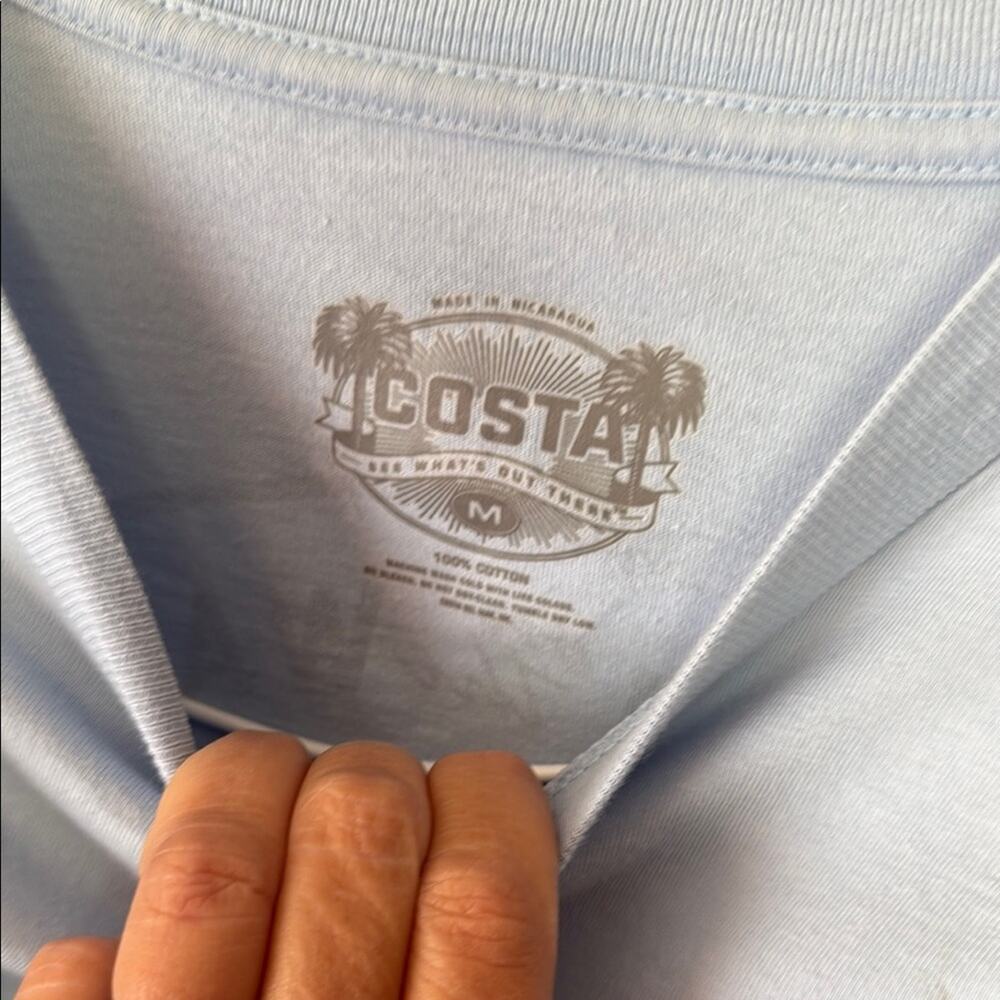 Costa Light Blue Long Sleeve Shirt with Back Logo Men's M - Picture 5 of 5